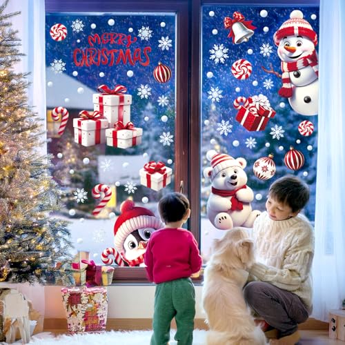 DERAYEE Fensterbilder Weihnachten,Christmas Window Decoration,Weihnachten Fenster für Weihnachtsdeko