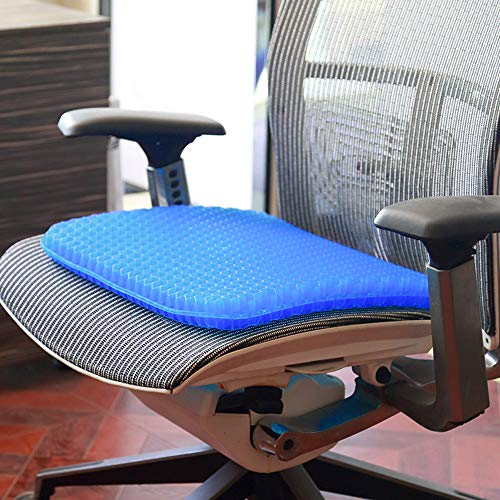 POVAST Gel Seat Cushion, Seating Pad Double Layer Honeycomb Cushion for Car Driver Home Office Chair Wheel Chair Truck Butt Hip Support Sitting Pillow, Tailbone Sciatic Nerve Spine Pain Relief (Navy) - Thumbnail 3