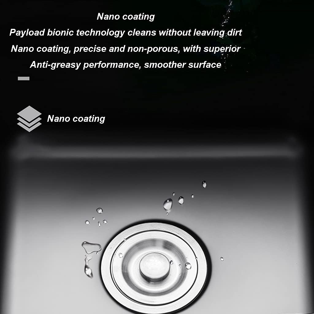 Kitchen Sinks,Kitchen Sink Brushed, with Faucet Single ​Bowl ​Bar Prep, Drop-In Ordermount Installation/Black/34X32Cm