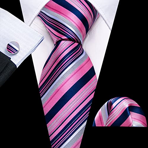 Image of Barry.Wang Mens Tie Set Plaid Check Neckties Formal Business Wedding Luxury Pocket Square Cufflinks