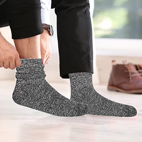 5 Pairs Men's Heavy Thick Cotton Socks Winter Thermal Soft Warm Comfort Crew Socks, 5 Colors3