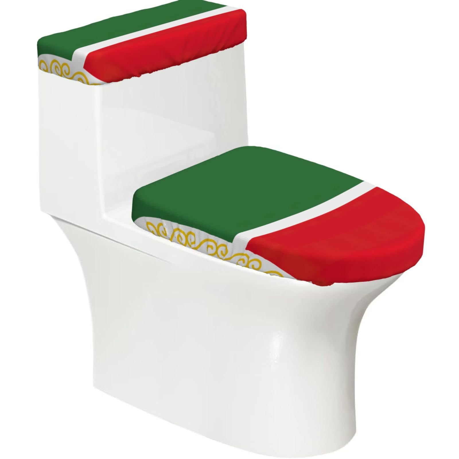Flag Of The Chechen Republic Print Toilet Lid Cover And Tank Lid Cover For Bathroom With Elastic Bottom, Bathroom Decoration