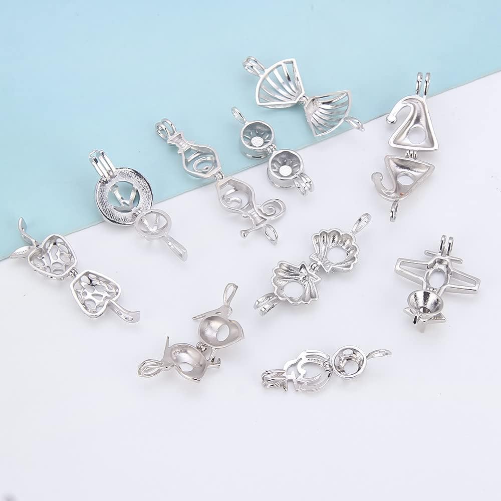 10Pcs Silver Plated Random Various Cage Pendants Crafting Charm for DIY Necklace Bracelet Jewelry Making - Image 5