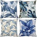 Kissenbezug 50X50 CM 4er Set Entenei-Farblig Weich Sofakissen Pflanze Quadratische Kissenbezüge Modern Dekokissen mit Verstecktem Reißverschluss Outdoor Kissen für Sofa Bank Schlafzimmer Zuhause L-Y