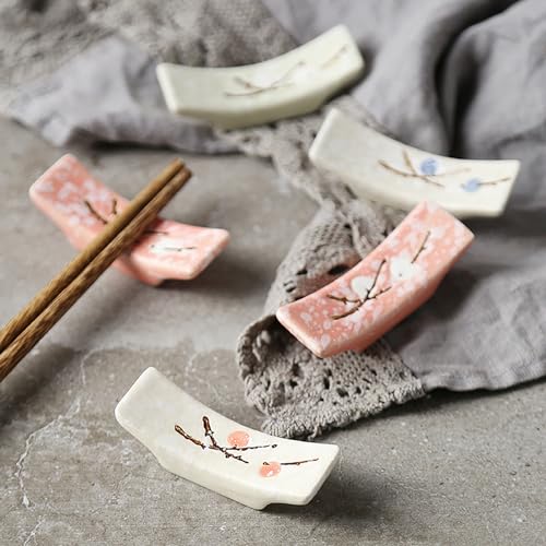 YouXiaor 8 Stücke Keramik Stäbchen Halter,Essstäbchenhalter Japanische Essstäbchenablage Stäbchenhalter Set Stehen Messer Abendessen Löffel Halter Ständer Halterung Essstäbchen-Ablagen (A)