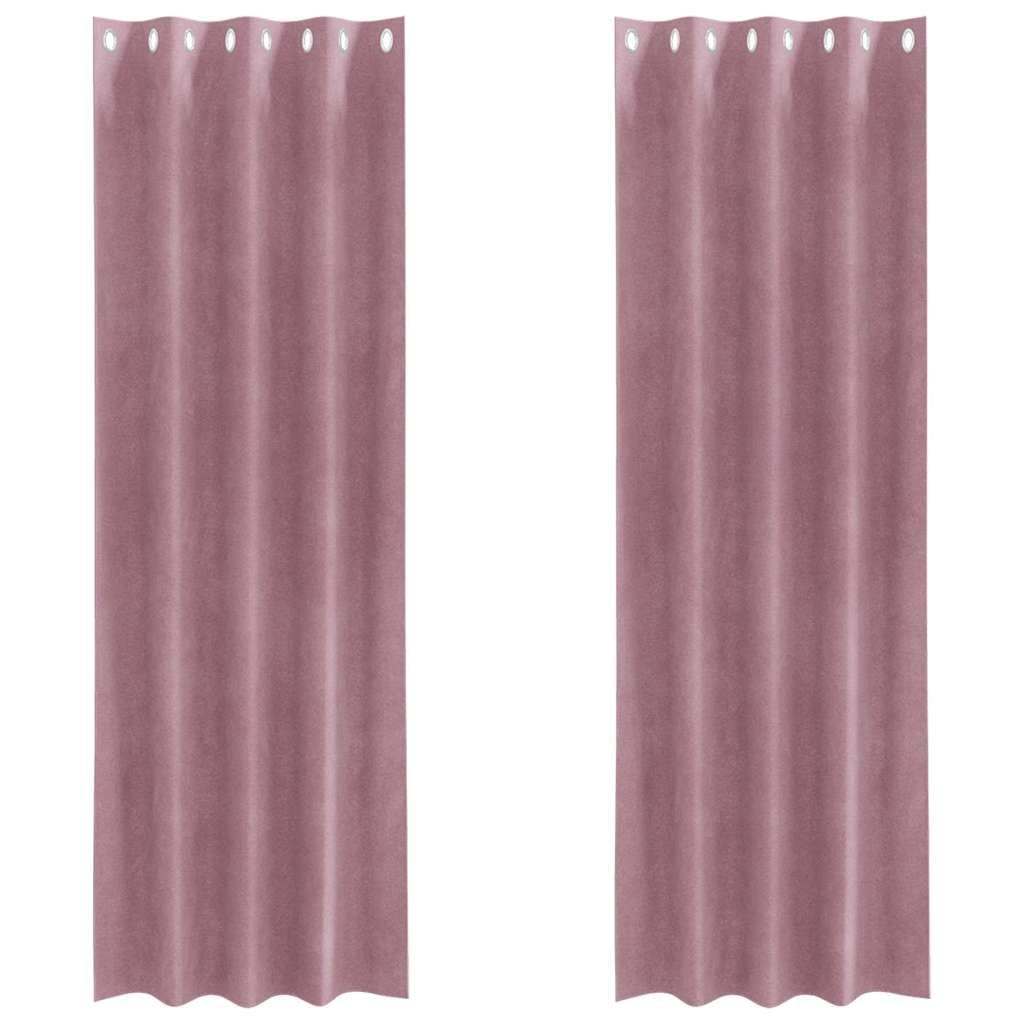 Rideau occultant velours rose foncé 140x245 cm lot de 2
