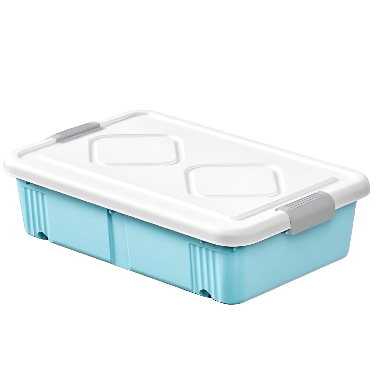 STAR WORK Under Bed Storage Containers,with Wheels, Shoe Storage,Rolling Storage,Large Bed Storage, Drawers,with Lid,Stackable Snap Lock Organizers. (Medium 23 inch x 6 inch x 15 inch, SKY BLUE)