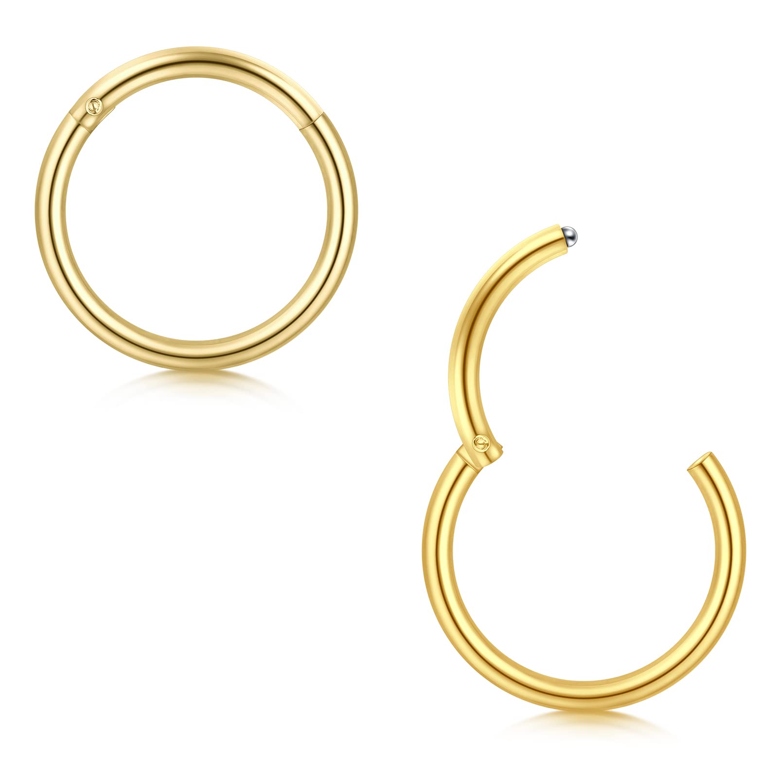 Briana Williams 2 Stück Nasenpiercing, Helix Piercings, 316L Chirurgenstahl Nasenring, Septum Piercing, Hoop Helix Conch Tragus Daith Ohr Piercing, 5-12MM Silber Gold Schwarz