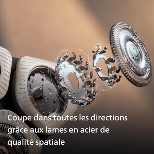 Philips Série 9000 Rasoir électrique pour hommes avec technologie SkinIQ Wet & Dry Lift & Cut rétractable Cleaning Pod tondeuse à barbe socle de charge coffret de voyage modèle S998074 - vue 5