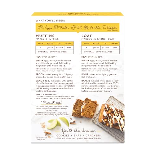 Image of Simple Mills Almond Flour Apple Cinnamon Muffin Mix, 1pk, 9oz | Gluten Free, Grain Free, Paleo Baking Mix, Makes Muffins Or Bread, Non-GMO, No Artificial Ingredients