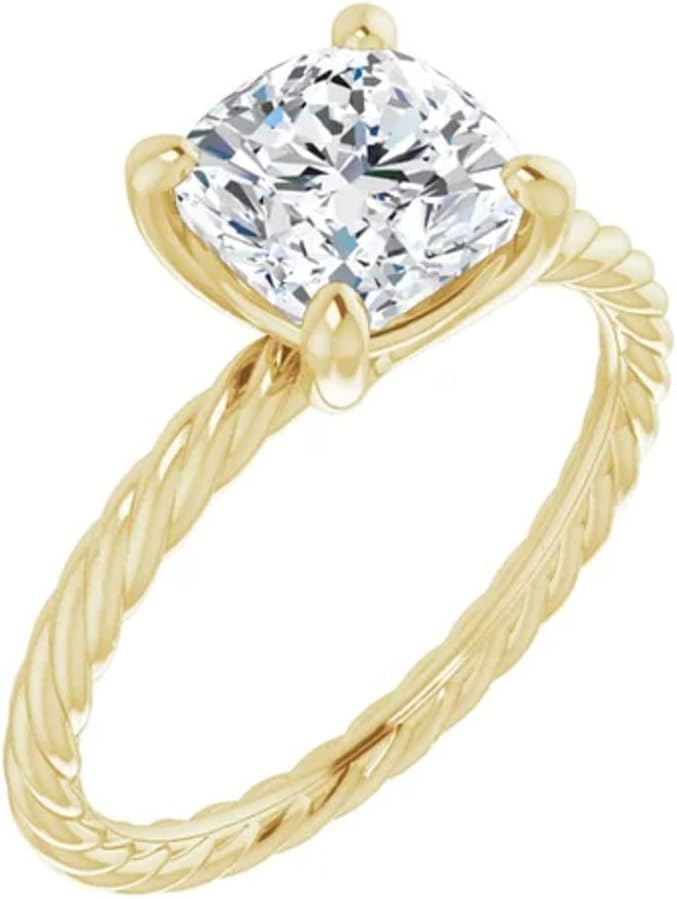 10K Solid Yellow Gold Handmade Engagement Ring 2.50 CT Cushion Cut Moissanite Diamond Solitaire Wedding/Bridal Ring for Woman/Her Best Ring