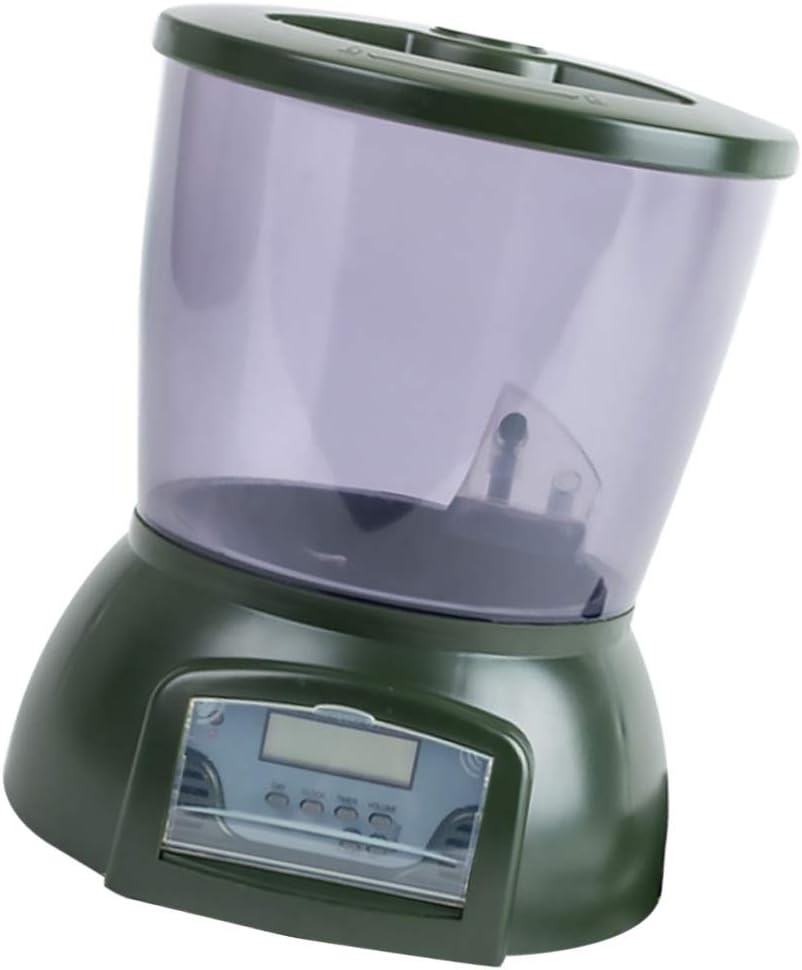 Automatic Fish Feeder LCD Display Feeder Timer Fish Food Dispenser Tank for Aquarium Pond Tank Home (Greenï¼‰
