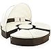 Produktbild Deuba XXL Poly Rattan Sonneninsel 230 cm faltbares Dach 7cm Auflagen 4 Kissen Gartenliege Gartenmöbel Outdoor Set Braun