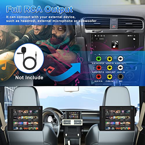 Hikity Android Car Stereo Radio Rca Cable Wire Harness Cord Assembly With 9 Rca Female Plugs For Car Audio Video Player Support External Mic Sub #TOP2