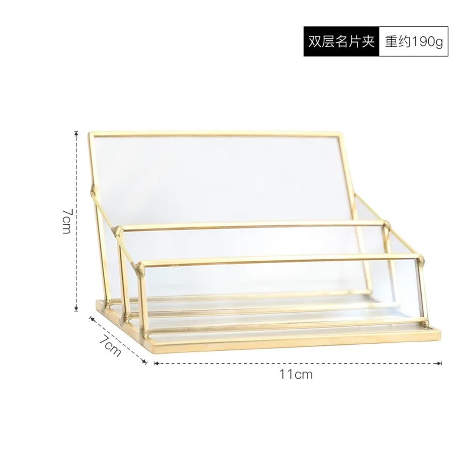 Lot de 2 supports pour cartes de visite en cuivre et verre (couleur 02)