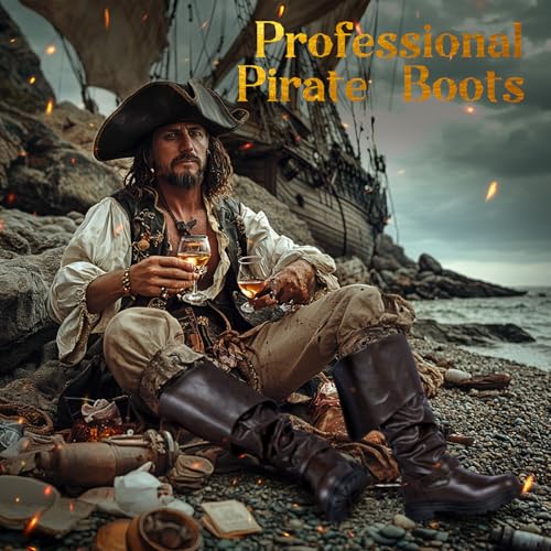 Image of Cutecrop Men's Medieval Pirate Boots Renaissance Costume Boots | Fantasy Cosplay Shoes, Faux Leather, Viking Gothic Leather Shoes