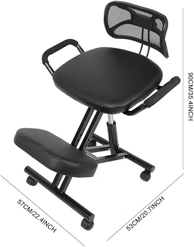 Miniatura 2 de HURRISE Taburete de rodilla con soporte de espalda, silla de rodillas ajustable en altura con corrección de postura, taburete de rodilla con base