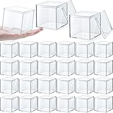 Yulejo Clear Acrylic Box with Lid Plastic Square Cube Display for Storage Stackable Container Pill Candy Jewelry Gift Card Party Favors 2.9 x Inch (24 Pieces)