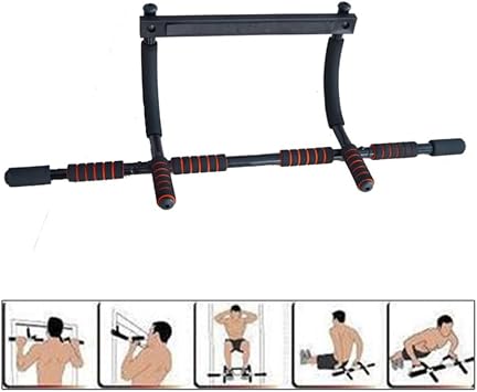 NK Spor Ayarlanabilir  ok Fonksiyonlu Kap  Bar  -Fitness Bar -Push Up-Kol-Omuz-S rt-Biceps-Pull-Up- Barfiks Demiri-Spor-Egzersiz-Gym-Evde Spor Siyah - K rm z