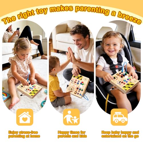 Image of Grarain Busy Board for Toddlers - Montessori Educational Toy for 1-3 Year Old Boys & Girls | Travel-Friendly Sensory Learning Activity | Ideal for Kids with Autism(Busy Board v5)