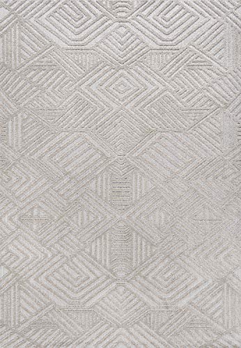 Jonathan Y Sbh103B-3 Jordan High-Low Pile Art Deco Geometric Indoor Outdoor Area-Rug Bohemian Contemporary Easy-Cleaning Bedroom Kitchen Backyard Patio Porch Non Shedding, 3 Ft X 5 Ft, Beige #TOP2