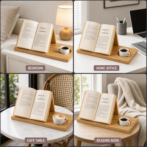 Miniatura 7 de Buchständer Holz,Dreieckiges Lesepult,Geschenke Für Leseratten,Für Bücher,Tablets Und E-Reaader,Lesen,Nachttisch Und Bücherregal ,Buchhalter Für Schreibtisch