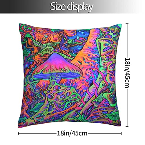 Esff 3D-Mushrooms Square Zippered Cushion Throw Case Pillow Case Cover 18X18 Inch #TOP1