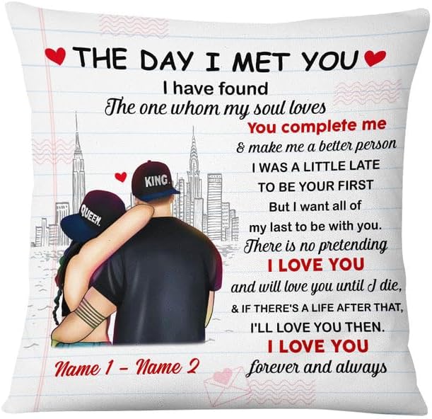 Almohada Couple The Day I Met You, regalo para novia, almohada Tonight Not Tonight, divertida funda de almohada para parejas, aniversario, boda,