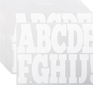 4 Inch Letter Stickers,128 Pieces Self Adhesive Alphabet Stickers for Mailbox, Outdoor,Trucks, Sticky Vinyl Letters Sticker, 12 Sheets White