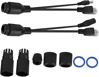 POE Splitter Cable, 2 Pairs POE Input Cable 12V Power Adapter Cable Over Ethernet Passive Injector Kit for IP Security Camera Wireless Access Point(Black)