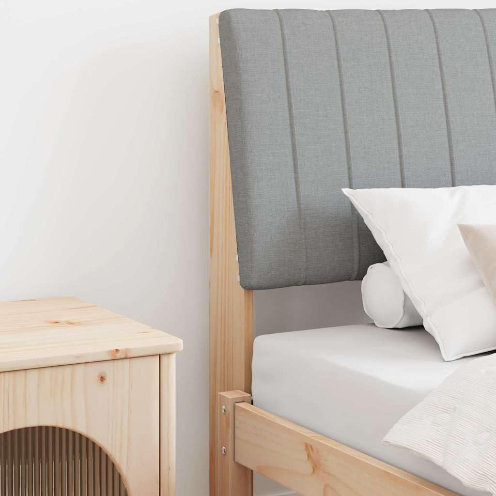 Tête de Lit Capitonnée en Tissu et Pin Massif 90 cm Gris Clair