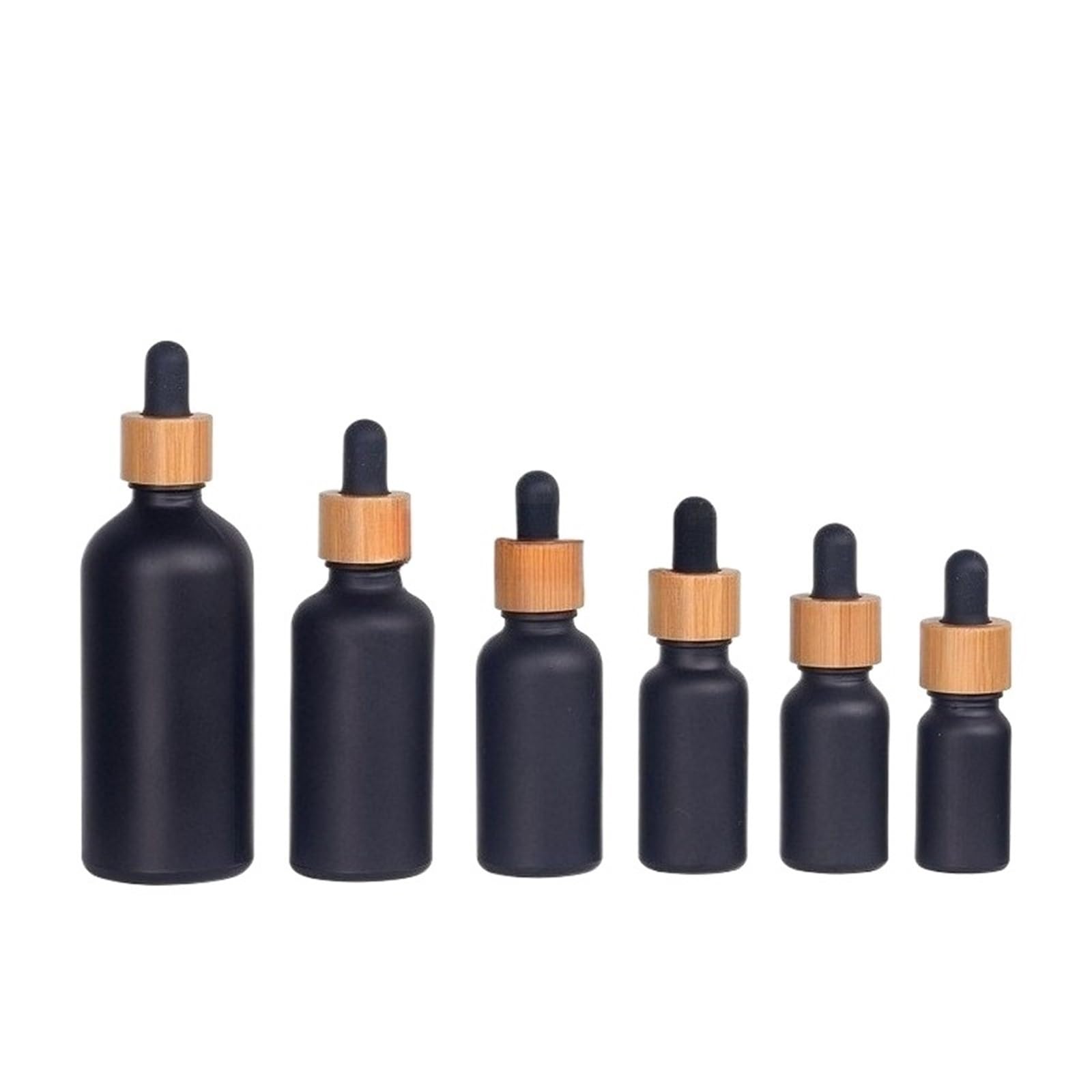 Gotero 5/10/15/20/30/50/100ml botella de aceite esencial negro mate tapa cuentagotas goma madera cosmético vidrio esmerilado(Bamboo Circle,10pcs,50ml)