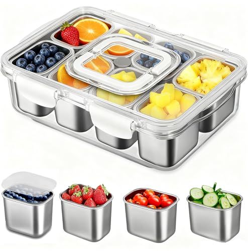 Snackle Box Stainless Steel Divided Serving Tray