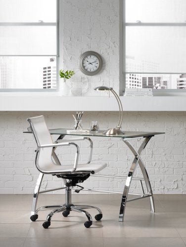 Studio 55D Lealand White And Chrome Low Back Desk Chair #TOP1