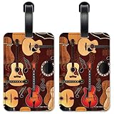 Guitarras - Imagem de Dan Morris - Etiquetas de identificação de bagagem - Cartões de identificação de mala - Conjunto de 2