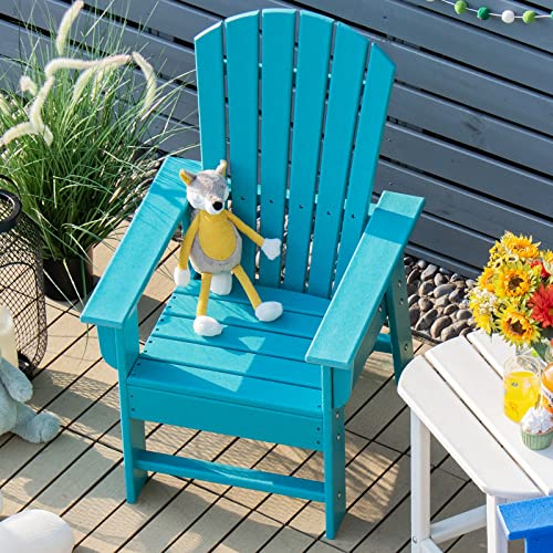 Giantex Adirondack Chair, Kids Hdpe Patio Chair Lawn Chair With Ergonomic Backrest For Deck, Porch, Backyard, Poolside, Indoor, Weather Resistance Toddler Outdoor Chair (1, Turquoise) #TOP1