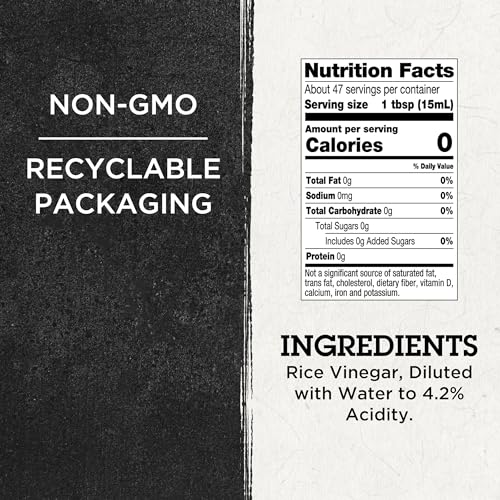 خل الارز الطبيعي من ميزكان، خفيف وينفذ، في زجاجة بي اي تي، الولايات المتحدة الامريكية - 709 مل