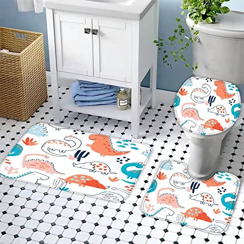 Badematten Set 3D 40x60 Dinosaurier Badezimmerteppich-Set absorbierend 3-teiliges maschinenwaschbare weich badteppich… – Bild 3
