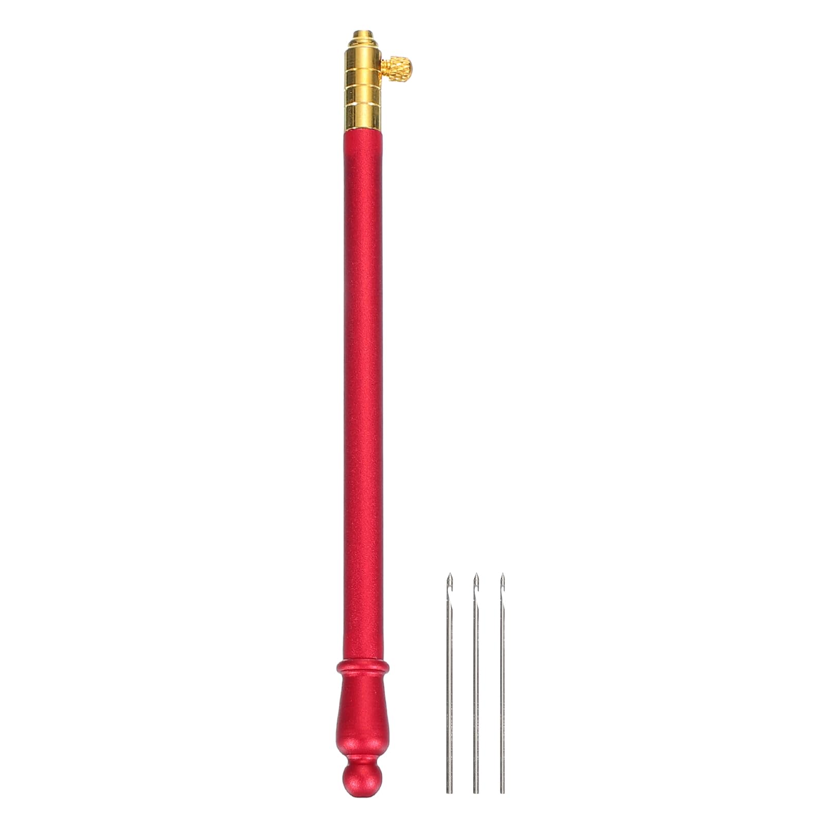 PATIKIL Tambour Hook Tambour Embroidery with 3 Needles Ergonomic Crochet Hook for Knitter, Tambour Needle for DIY Dolls Hats Gloves Socks Hair Clip Red