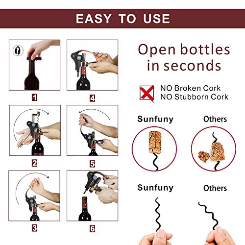 Rabbit Wine Bottle Opener Kit, Rabbit Lever Corkscrew Opener with Greeting Card, Wine Stopper, Foil Cutter, Extra Corkscrew Worm/Spiral, Wine Accessory Gift Set