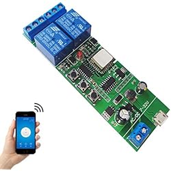 Persianas Autoblocantes EACHEN WiFi Inlay inalámbrico Relé Momentáneo/Autoblocante Interruptor Inteligente DIY Hogar inteligente Gadget DC 5-32V Entrada Aplicación Ewelink Compatible con Alexa Google Nest IFTTT (ST-DC2)