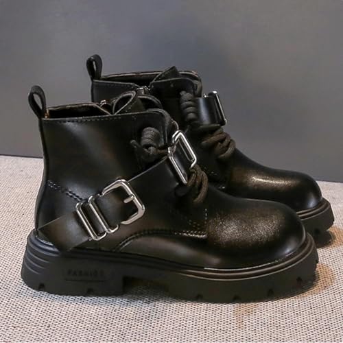 Kids Ankle Boots Boys Girls Combat Booties Lace Up Buckle Strap Fashion Casual Winter Shoes4
