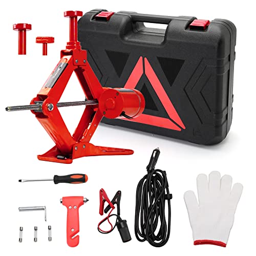 FEANISIFEI Electric Car Jack 3 Ton 12 V Electric Scissor Jack Saddles for Sedans and Compact SUVs Electric Jack for Car Roadside Emergency Tire Change