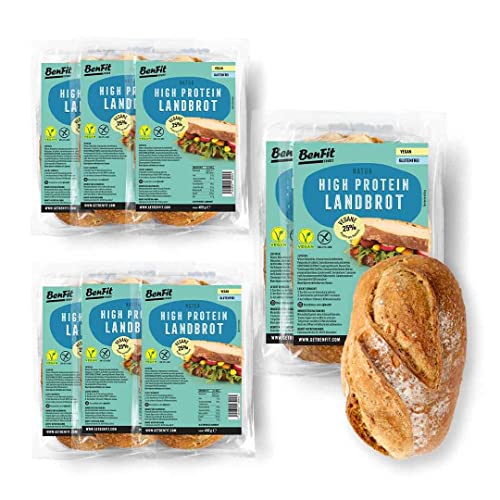 8 Packungen High Protein Eiweiß Landbrot Natur - 8 x 400 g per Packung - kalorienreduziert, glutenfrei, vegan & eiweißreich Cover