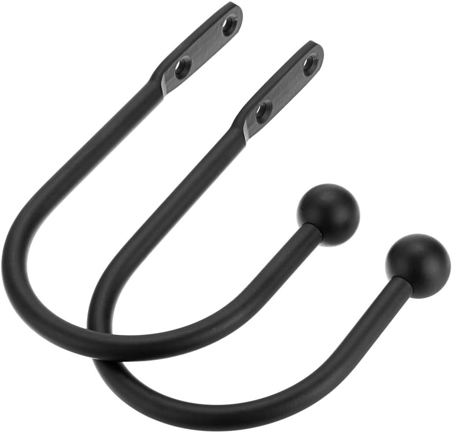 Sumnacon 2 Pcs Metal Curtain Holdbacks - Decorative Wall Mounted Drapery Tiebacks with Screws, Heavy Duty Window Treatment Holdbacks for Home Decor, Black : Home & Kitchen