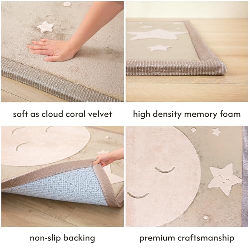 Image of Hakuna Matte CloudRise Baby Play Mat for Floor 80 inch x 110 inch Moon & Stars | Coral Velvet high-density foam Rug for Crawling Cozy Play - Non-Slip, Water-Resistant, Easy-Care Tummy Time Mat