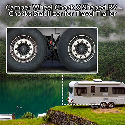 Camper X-Shaped Wheel Chock Stabilizer, 2 Sets RV Stabilizer Wheel Chock Scissor, X Chocks Wheel Stabilizer for Travel Trailer Allow Drill Adjust with Hex Socket, Tool Kit and Password Locks-Black by RVPNR - Image 3