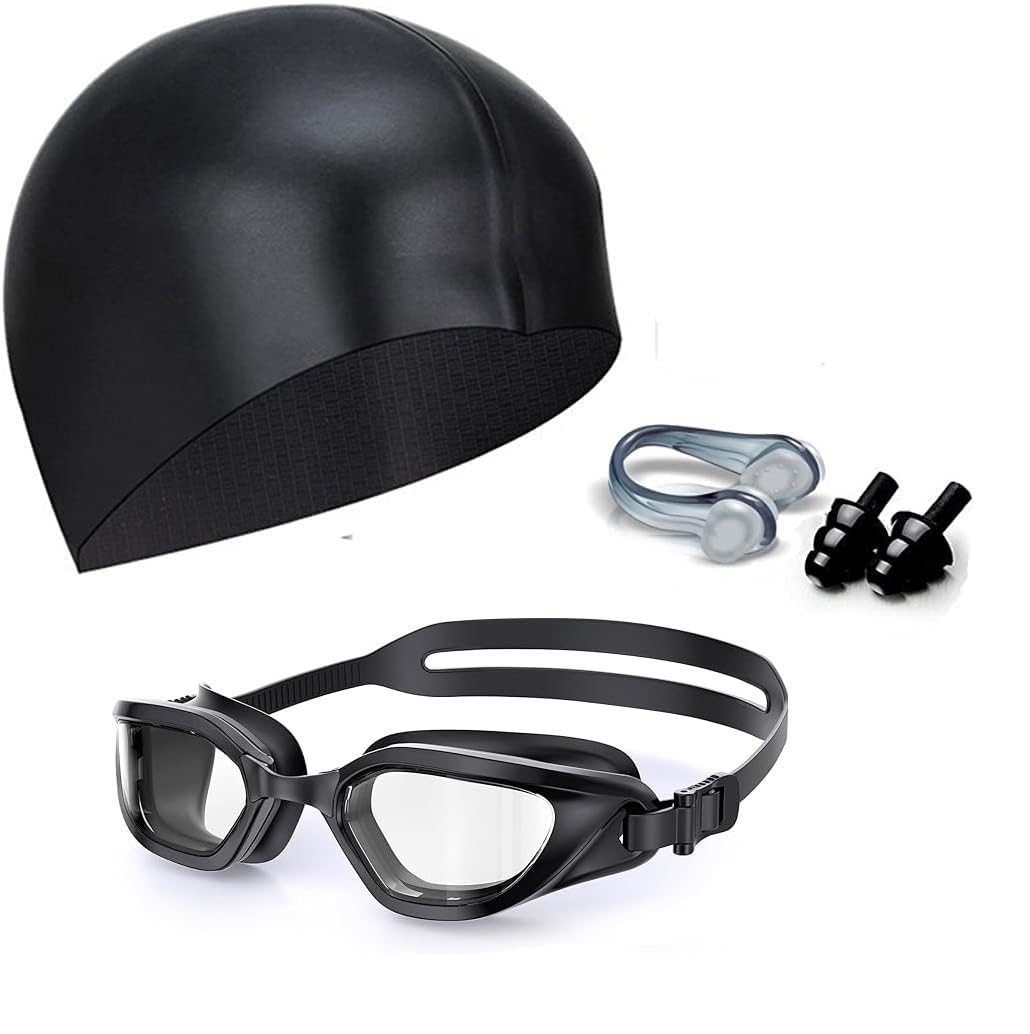 Leosportz 4 in 1 Swimming Kit - Swimming Cap, Swimming Googles, Earplugs and Nosepulgs Set | UV and Anti Fogg Protection Googles | Silicon Non Sip with New Memory Technology (Swimming Kit)-picture-17
