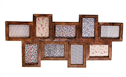 Sass & Belle Dark Brown Wood Photo Frame with 9 Apertures