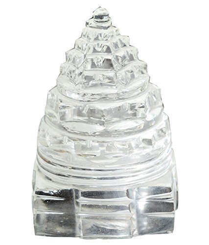 Hind Home Pooja Samagri 100% Original lab cirtified 30-40gm Sphatik Shree Shri Yantra of Pure Natural Quartz Crystal Sphatik Gemstone - Based on Vastu for Good Luck & Money